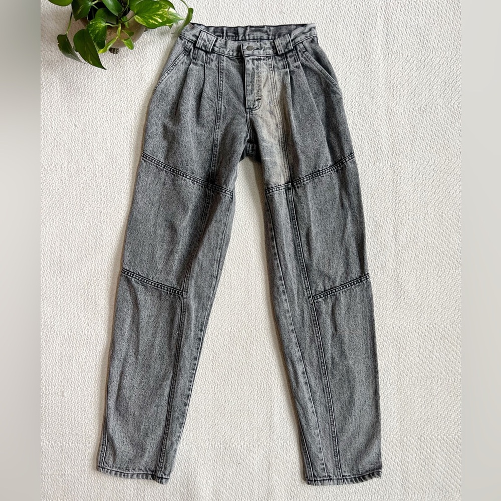 1980s LEE Acid Wash Front Pleat Straight Leg Denim Jeans